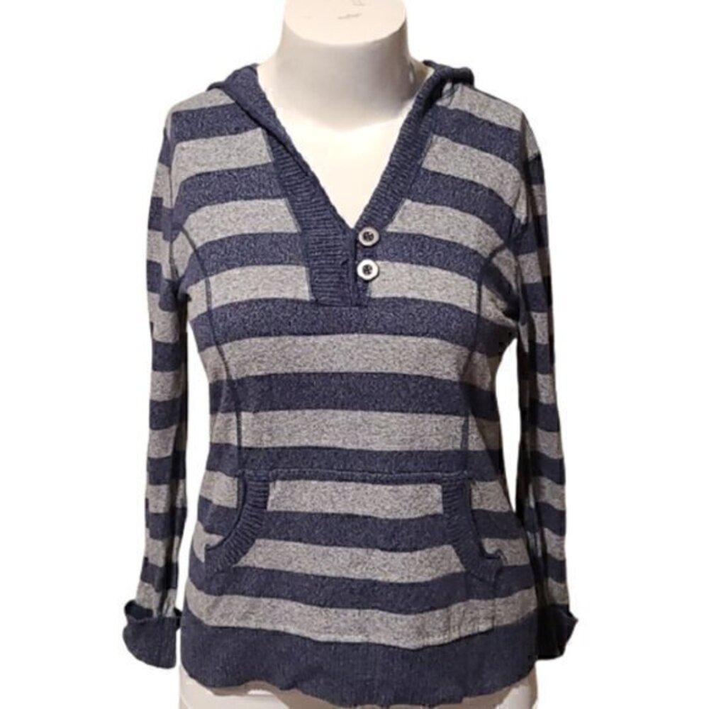 [Style & Co] Blue & Gray Striped Hoodie - Size L